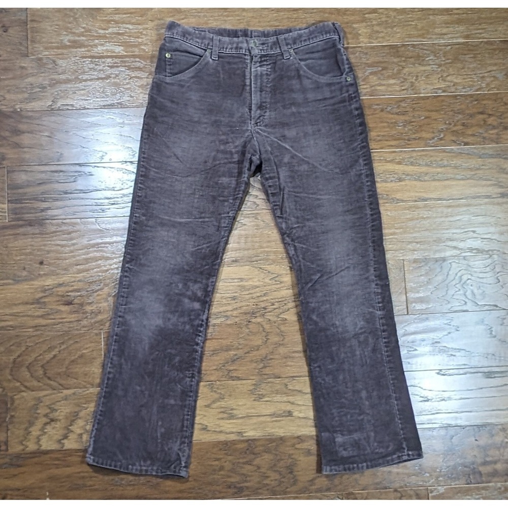 Lee Vintage Velour Men Brown Boot Cut Pants Jeans 70s Slack Bohemian 32x30